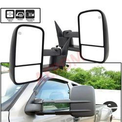 AERDM New Pair Towing Mirrors Side Power Operated Heated Textured Black