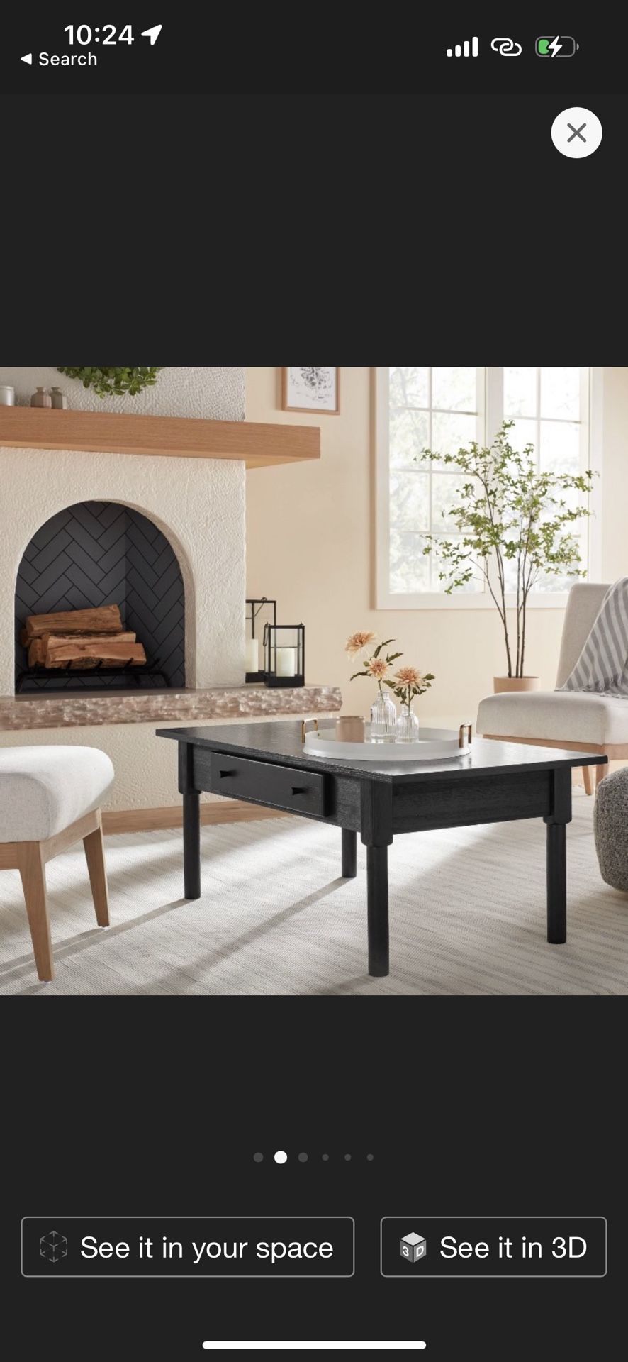 Wood Turned Leg Coffee Table with Drawer - Black - Hearth & Hand™ with Magnolia