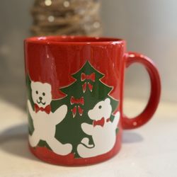 Vintage Waechtersbach Christmas Holiday Teddy Bears & Trees Mug Made in Germany