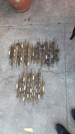 Mid Century metal wall sculpture set of three