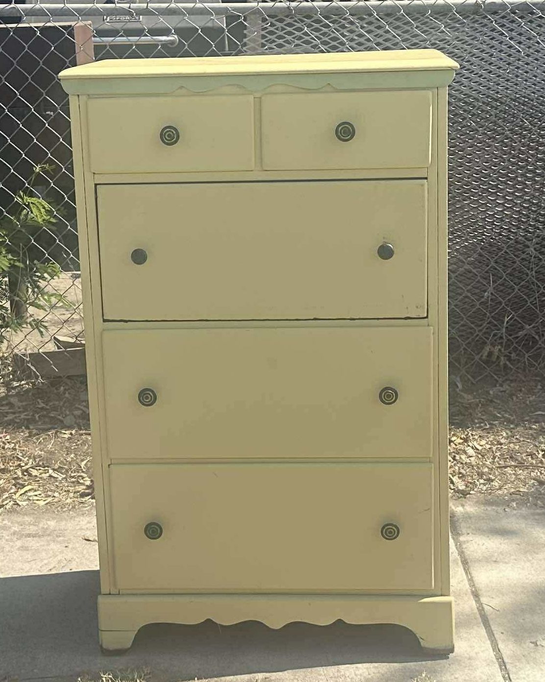 Solid Wood Antique Dresser With / Drop Down Cabinet / Desk