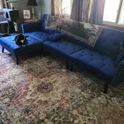 Velvet Recling & Separating Couch