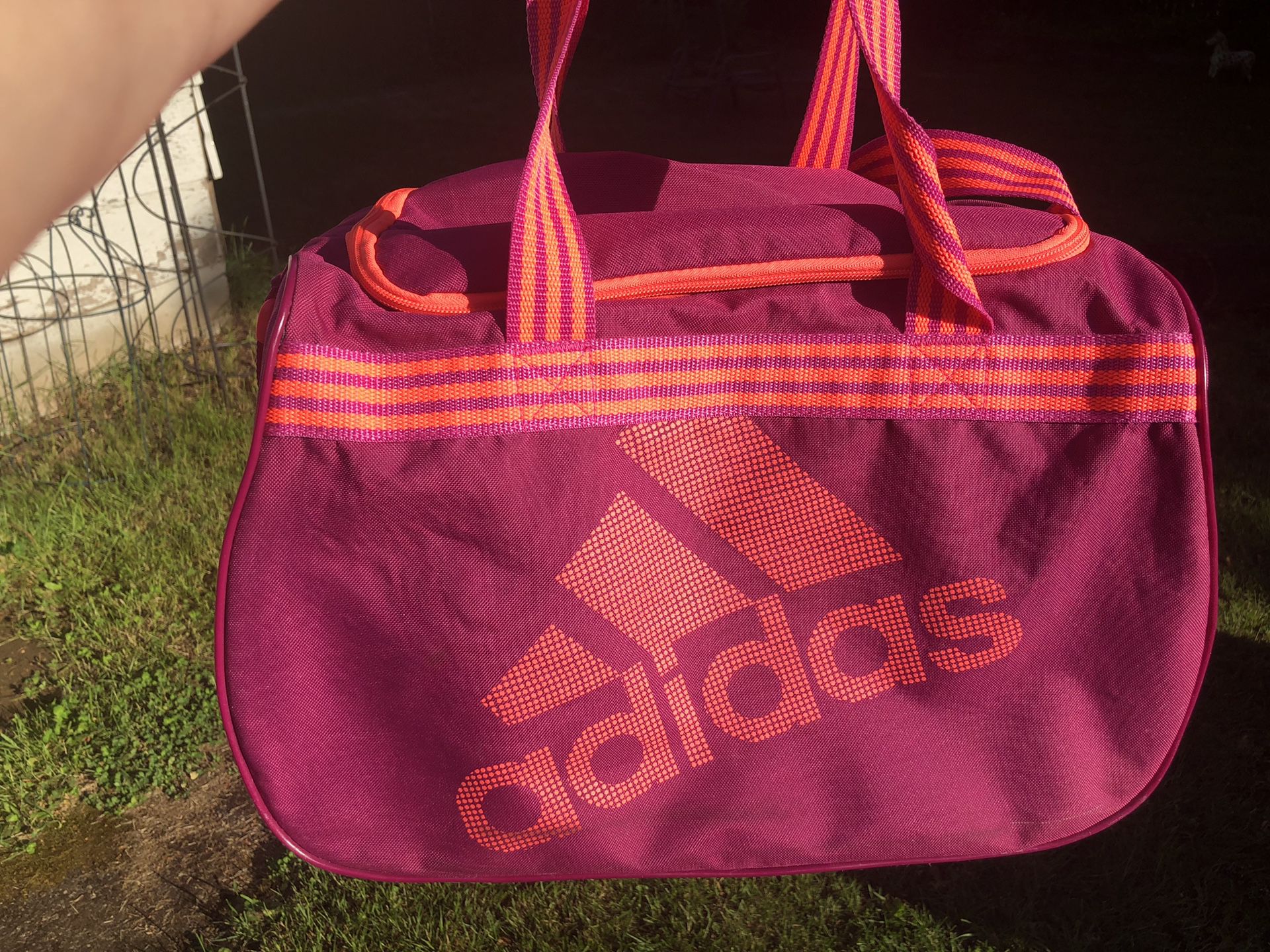 Colorful Adidas Duffle Gym Sport Bag with Striped Straps!