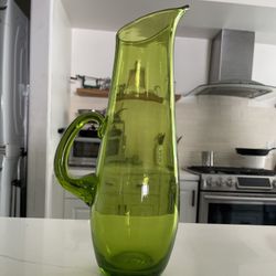 Olive Green Glass Vase 