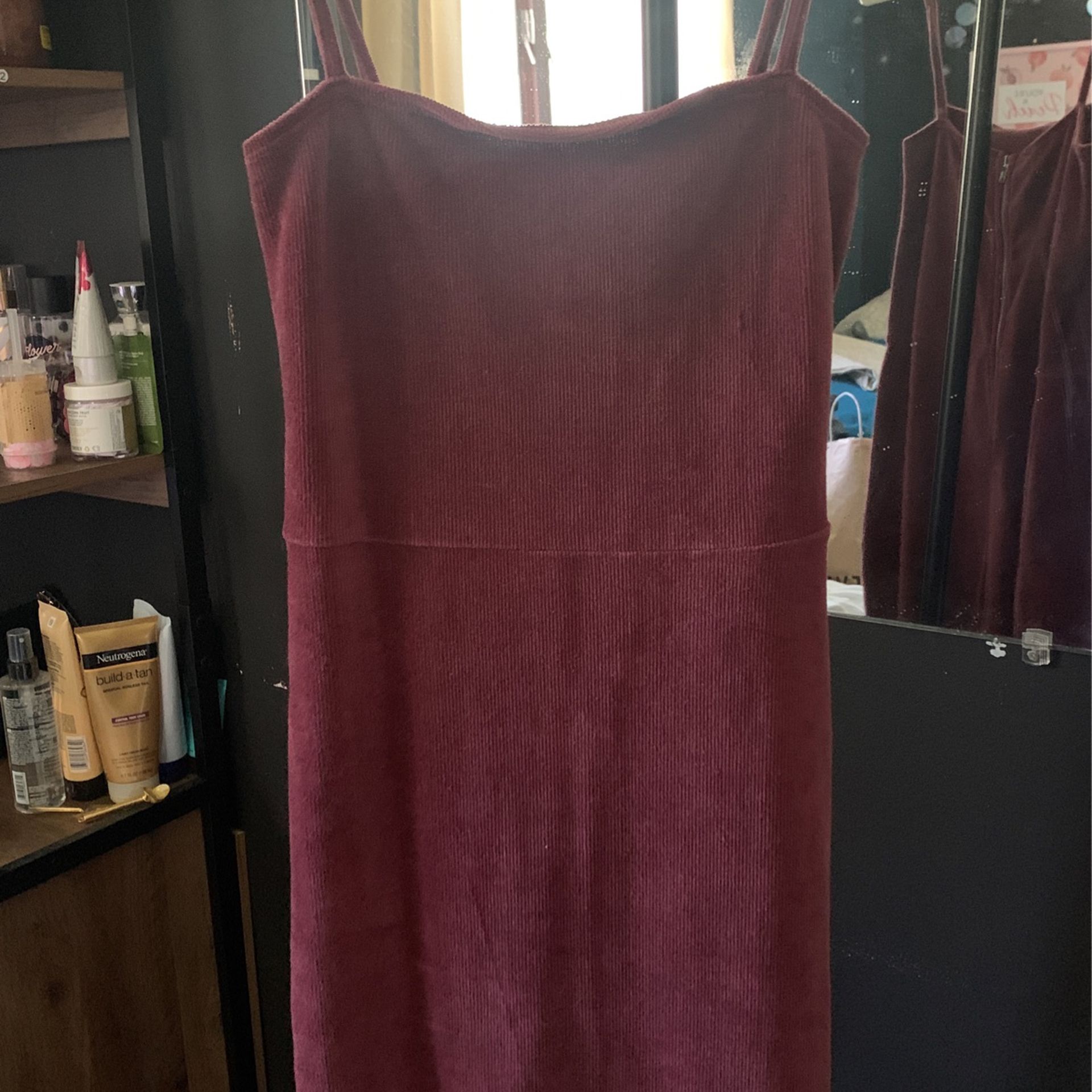 Maroon/Mauve Velvet Zip Up Dress