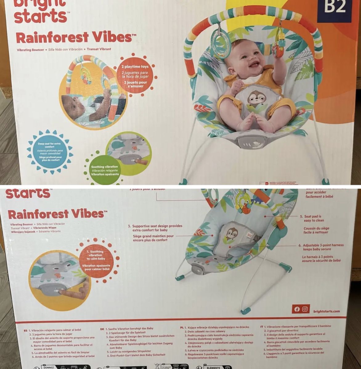 Bright Stars Rainforest Vibes Baby Bouncer