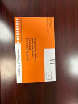 NYC parking ticket envelope