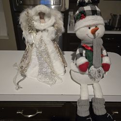 Angel tree topper and Snowman