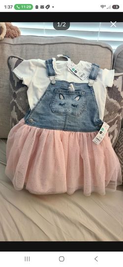 NEW OSHKOSH OVERALL DRESS SUPER CUTE WITH EXTRA SHIRT