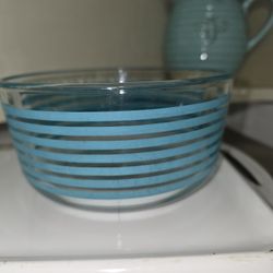 Pyrex Teal Striped Bowl