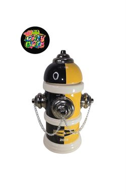 Core & Main 2019 Black Yellow Ceramic Fire Hydrant Cookie Jar  12" H