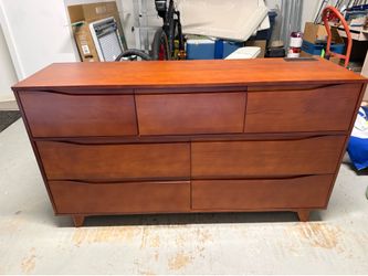 Brand new mid-century, modern style seven drawer dresser