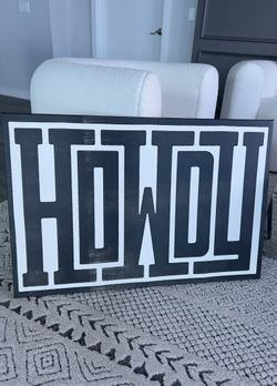 New 36x24” Howdy Wall Art – Western Decor – Framed Canvas – Rustic Home Accent