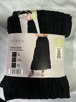 Serra Black Tiered Maxi Skirt Size Medium