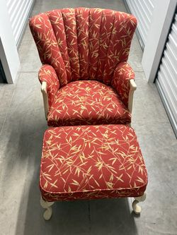 Channel Back Accent Chair with Ottoman