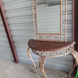 Half Round Hall Table With Matching Large Wall  Mirror
