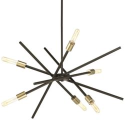 6 Light Sputnik Chandelier In Antique Bronze And Brass Finish 
