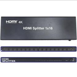 HDMI Splitter 1 in 16 Out-16 Port 1x16 HDMI Splitter 4K 1080P Full HD 3D Digital Audio Splitter with Switch Converter-Black