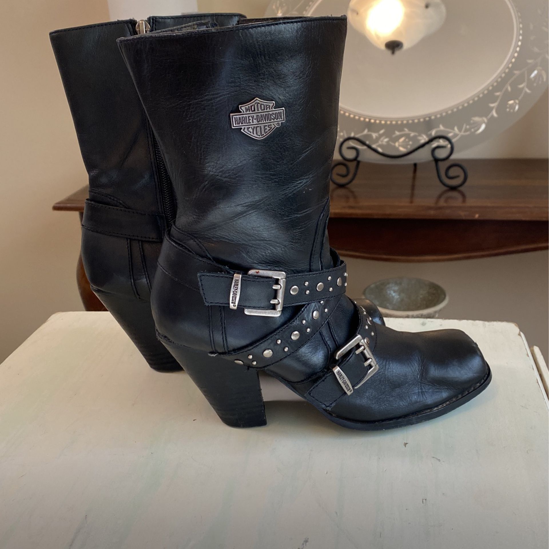 Harley Davidson High Heeled Over Th Ankle Boots 