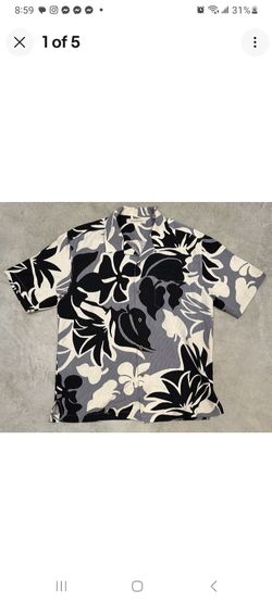 Vintage TOMMY BAHAMA 100% SILK CAMP SHIRT Hawaiian Black Grey Floral Mens 2XL Rare