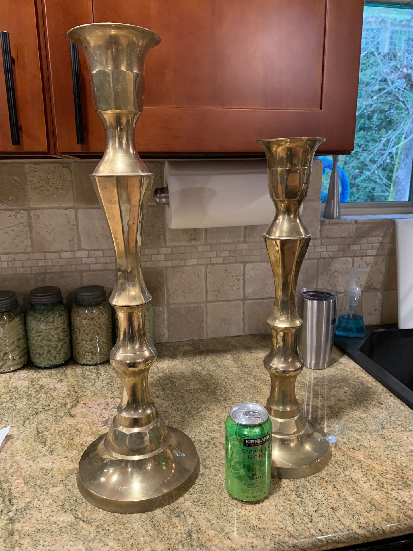 2 Large Brass Candle Holders