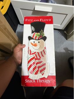 Fitz and Floyd Snack Therapy Snowman Server Tray Dish Plate