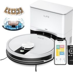ILIFE A12 Pro Robot Vacuum and Mop Combo, Self Emptying Station for 60 Days, LiDAR Navigation, Home Mapping, No-Go Zones, 2.4G WiFi/App/Alexa/Remote C