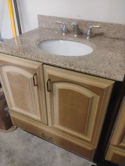Bathroom vanity with sink , faucet & granite countertops
