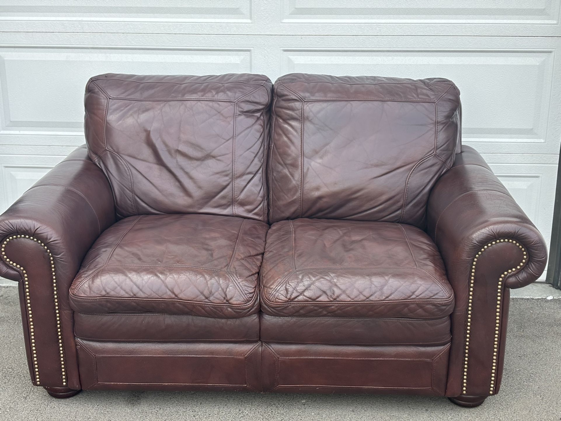 Red Leather Sofa 5’5” Long 2’8” Tall