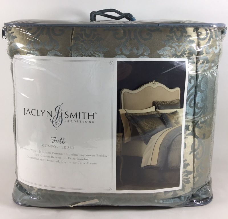 Jaclyn Smith Traditions FULL Comforter Set Olive Green Sage Ombre Scroll Bed Cover NEW!