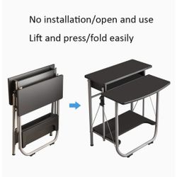 Folding & Rolling multi-tiered, compact computer desk 27.5”W