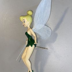 Disney Christmas Tinkerbell Tree Topper Glitter Wings Fairy (Lights Up?) DAMAGED