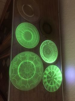 Antique Pre WW1 Uranium Glass Plates