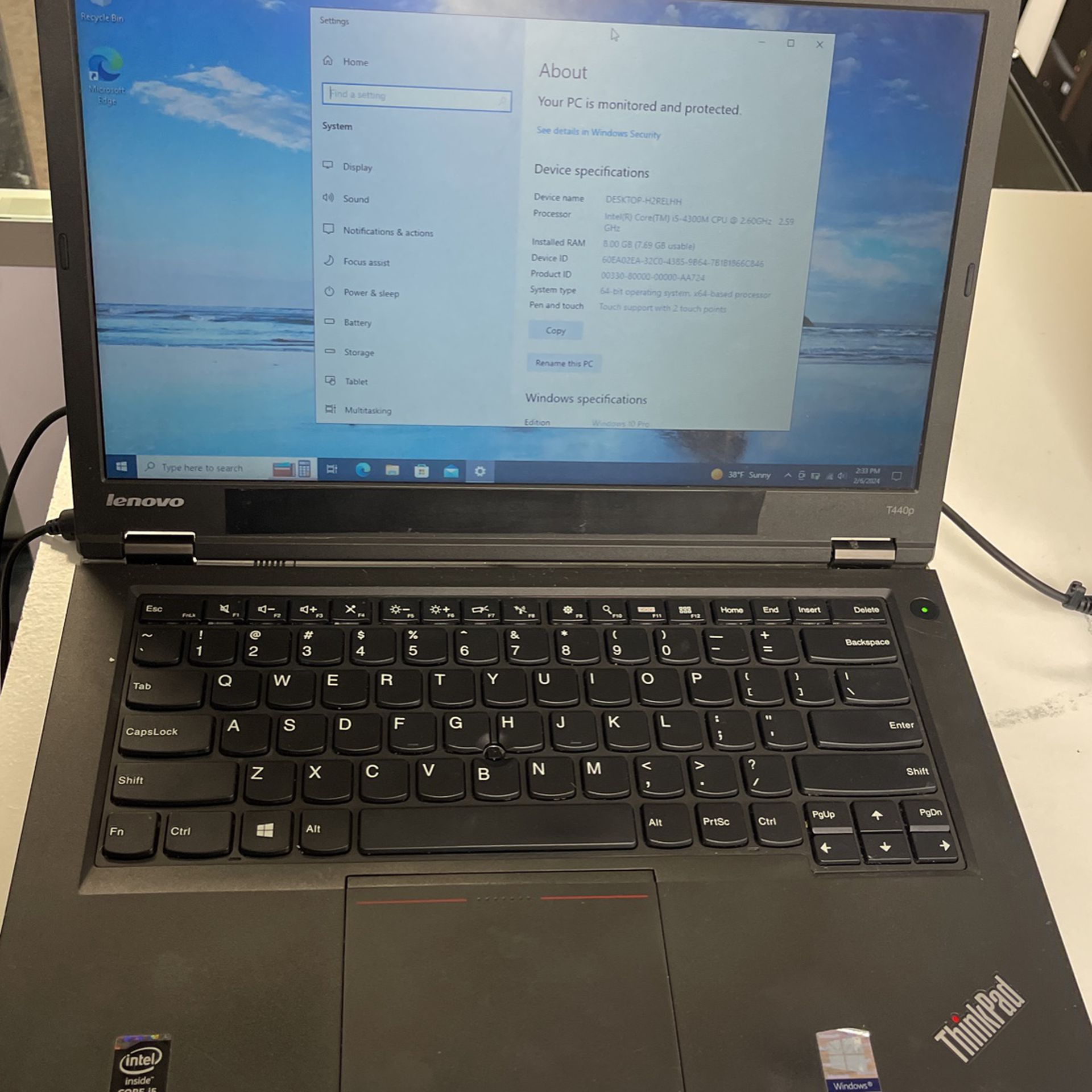 Lenovo Laptop Windows 10 I5, 8GB 