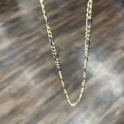 24" 14kt Diamond Cut Figaro Chain