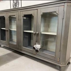 Antique Gray Vintage Painted Accent Cabinet / Ashley Furniture/ Brand New 