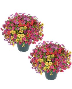 Artificial Flowers for Outdoors- 20 Potted Plant Fake Silk Daisy 2pcs