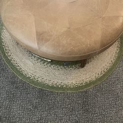 🛋️ Large Leather Ottoman – Mid-Century Style (Polly & Bark Look)