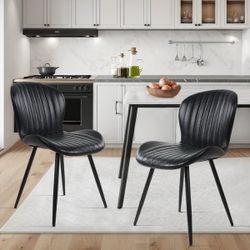 Black Faux Leather Dining Chairs Set of 2