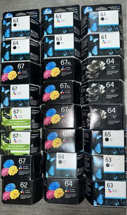 25 Total HP Printer Ink Black & Colored 64 / 67 / 67XL / 61 / 62 / 63 / 65 Ink Cartridges