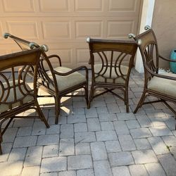 4 Bamboo rattan Chairs 