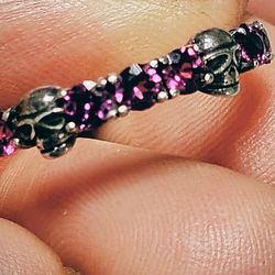 NEW 925 SS Skull Design and genuine GARNET Ring