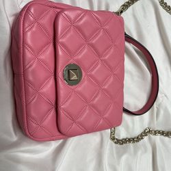 Kate Spade Quilted Leather Natalia Square Crossbody in Bright Blush Pink