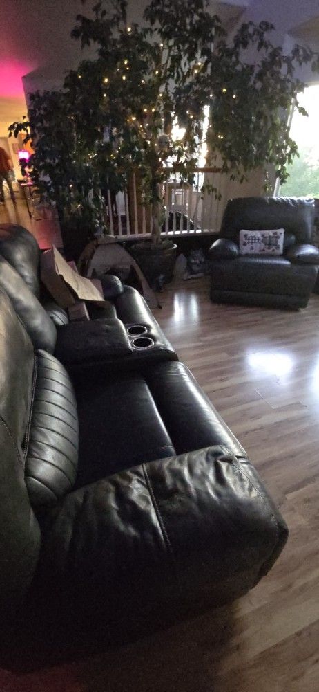 Leather Reclining Sofa And Chair