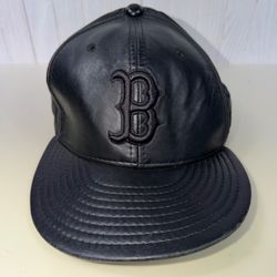 New Era Boston Red Sox Black Faux Leather 59FIFTY 7 5/8