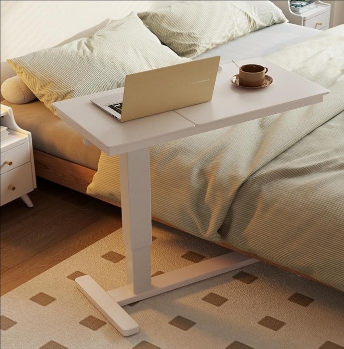 Solid Wood Overbed Bedside Table with Wheels (Already Assembled)