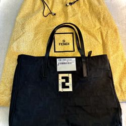 NWT FENDI Zucca FF Nylon /Leather Vintage Tote  