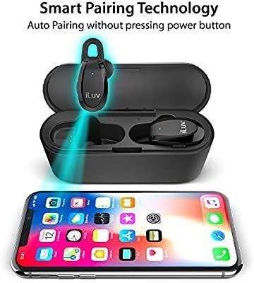 iLuv Wireless Earbuds, Bluet 5.0 Wireless Earbuds with Wireless Charging Case IPX4 Sweatproof TWS Stereo Headphones