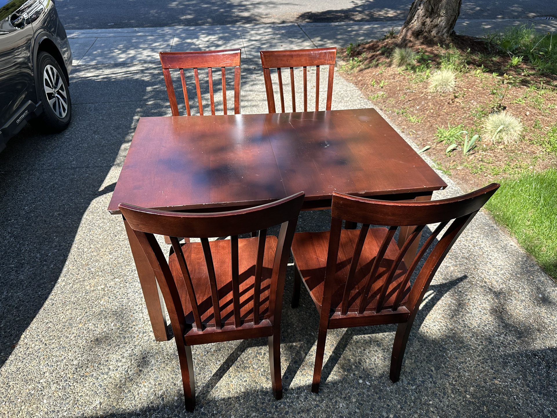 Wooden Kitchen Table And 4 Chairs With Extension