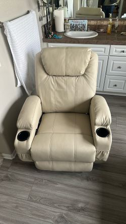 Lnsenfin Beige Faux Leather 360 Swivel Chair
